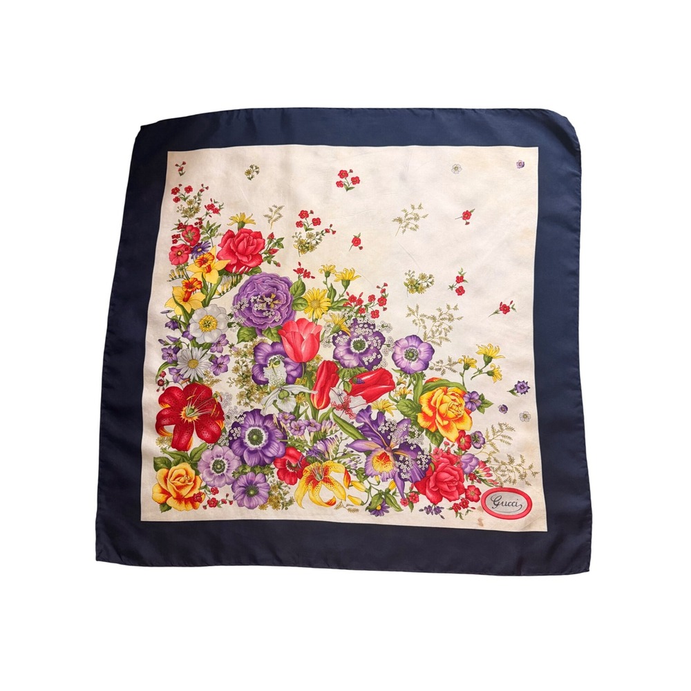 Gucci Floral Silk Scarf Vintage Accornero 26x26